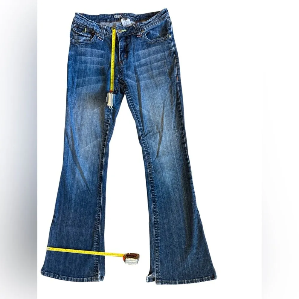 Revolt Jeans Co. Women’s Flare Leg Jeans Back Flap Pockets Size 9 Blue - Image 3