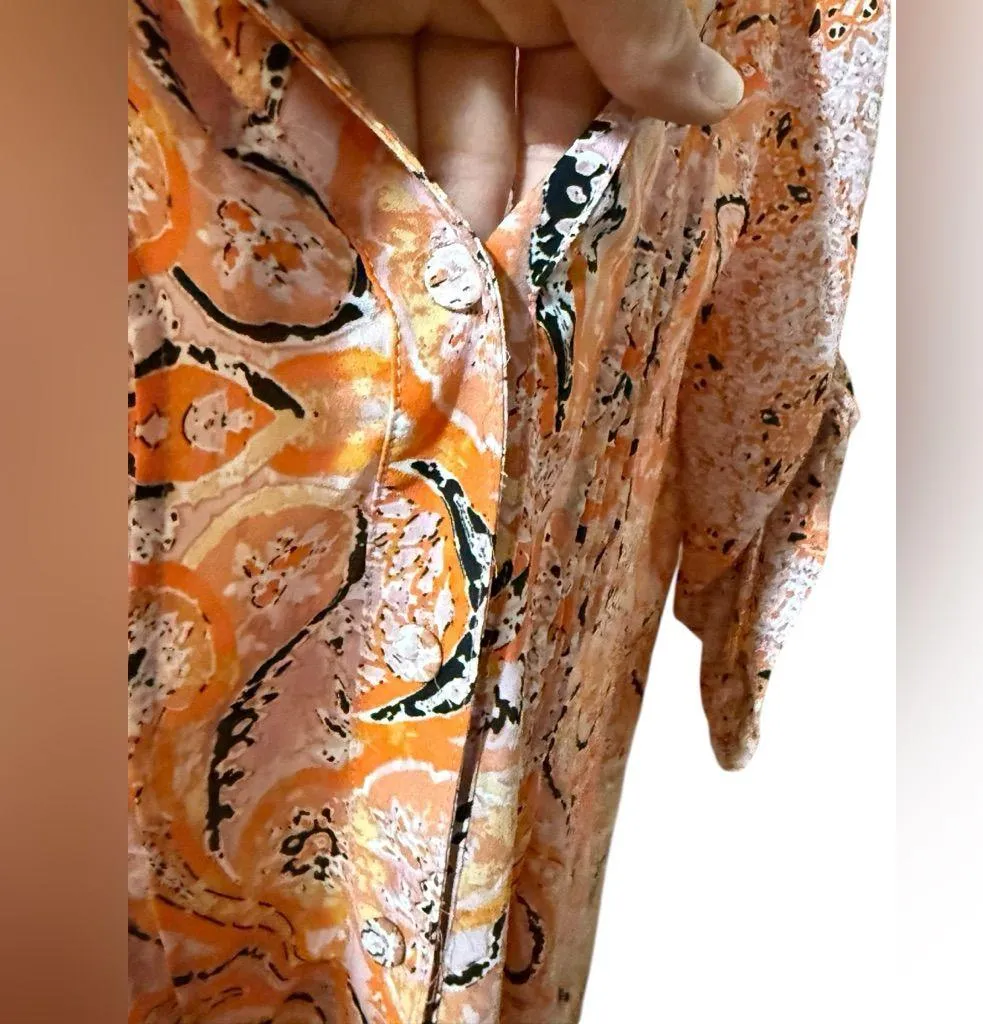 BCBGMAXAZRIA Bessie Pintuck Button Up Tunic Ambrosia Combo Paisley Print 🧡Sz L - Image 8