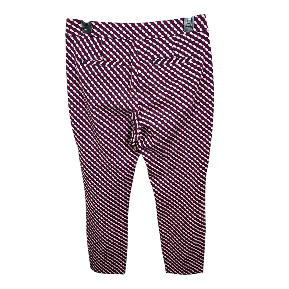 Boden Hampshire Red Geometricā Print Ponte Knit Ankle Crop Pants Teacher Spring Size 8 - Image 2