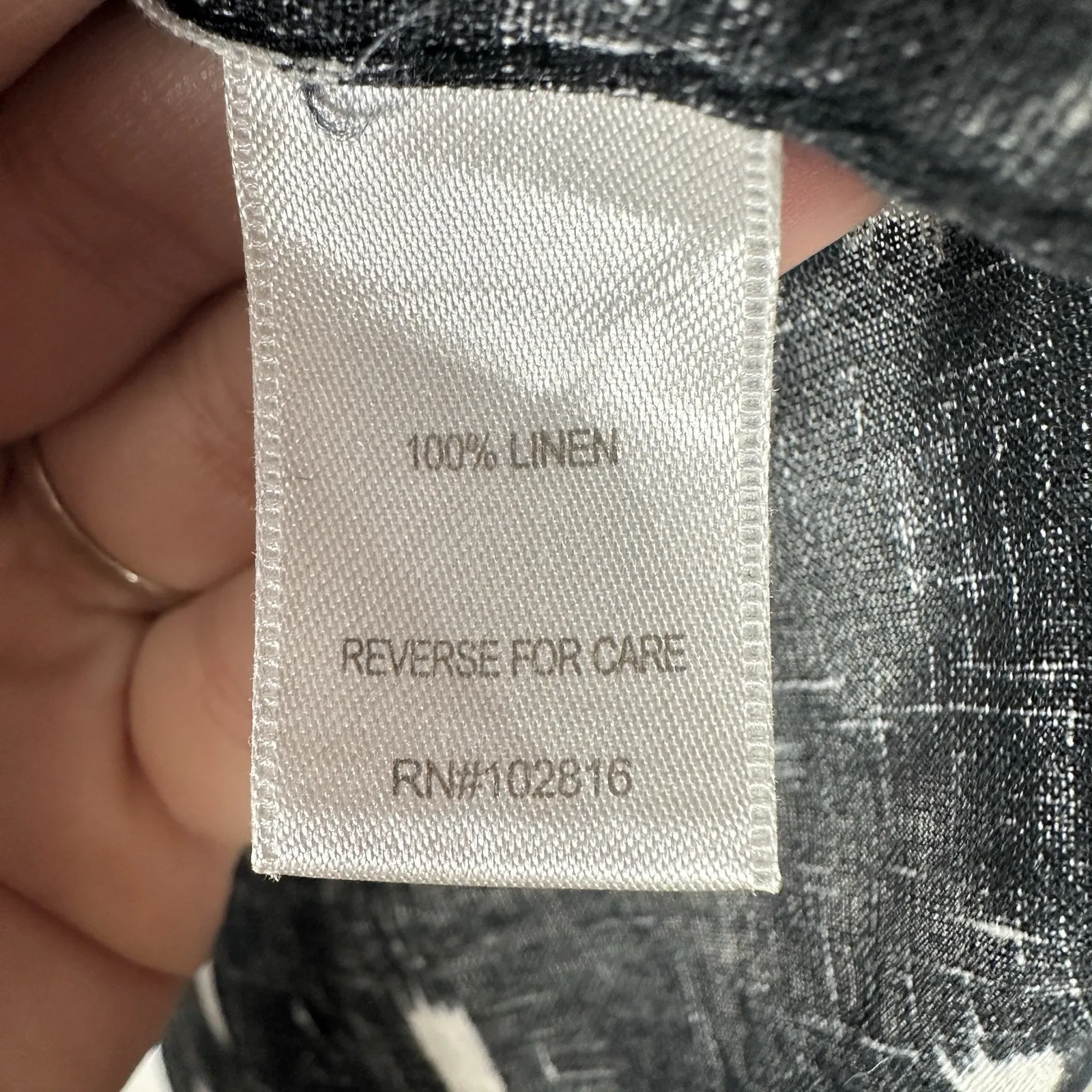 Garnet Hill Womens 4 100% Linen Button Down Shirt Top Navy Blue White Southwest - Image 7