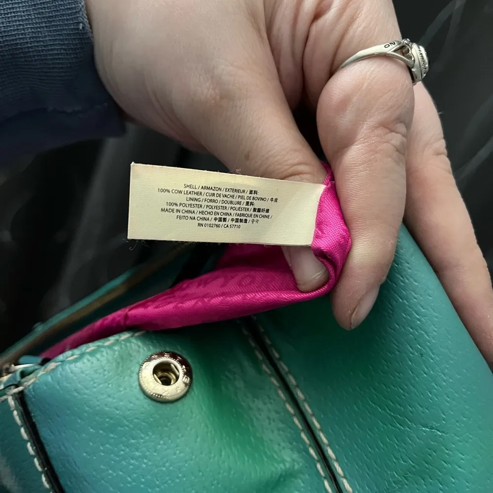 Kate Spade Blue Green with pink lining 3 compartment shoulder bag - Image 6