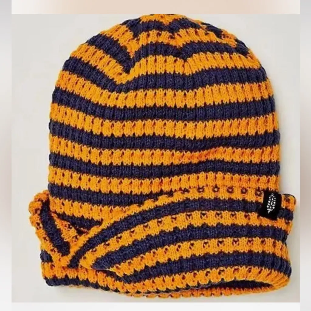 NWOT Free People  stripe it up cool down beanie - varsity orange - Image 2