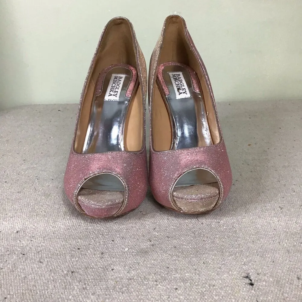 Badgley Mischka Women Shoes SZ. 9 Metallic Peep Toe  Stiletto Wedding, night out - Image 6