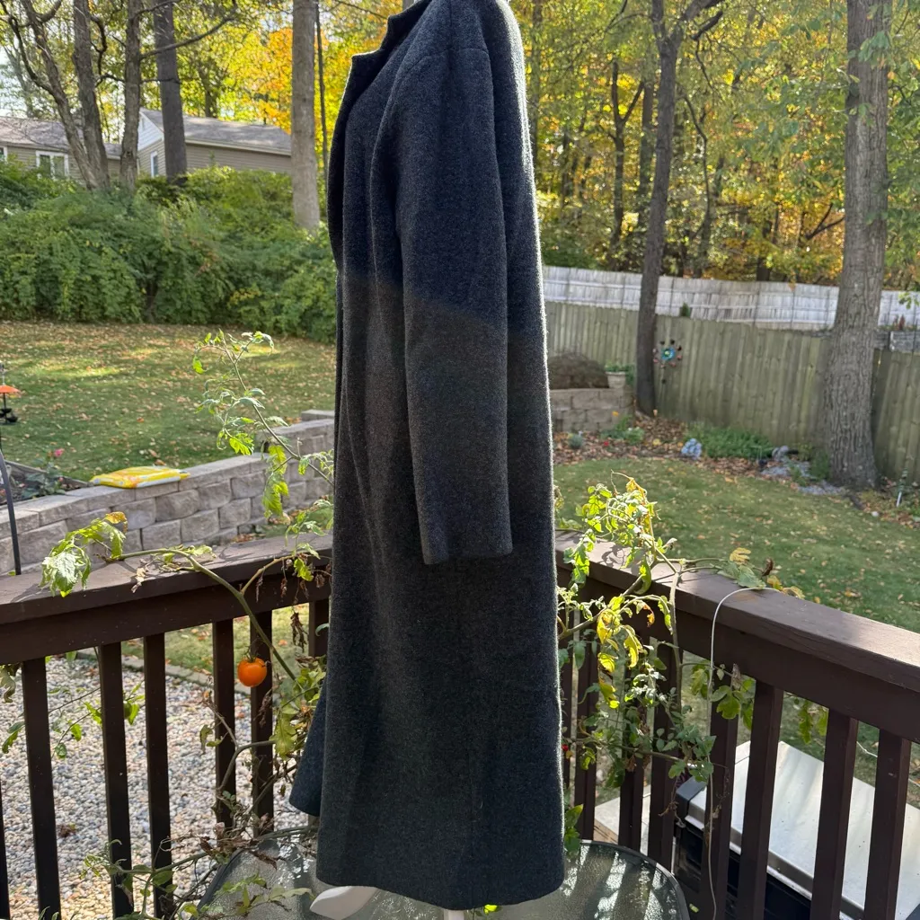Zara Long Wool Blend Coat Gray Size L Large  Lapel Collar - Image 3