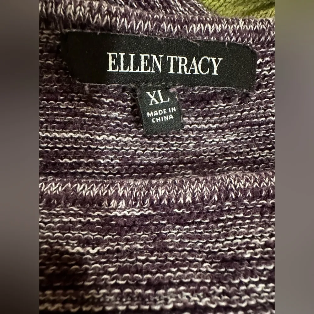 EUC Ellen Tracy Womens Sweater Size XL Bordeaux Ivory Purple Long Sleeve - Image 4