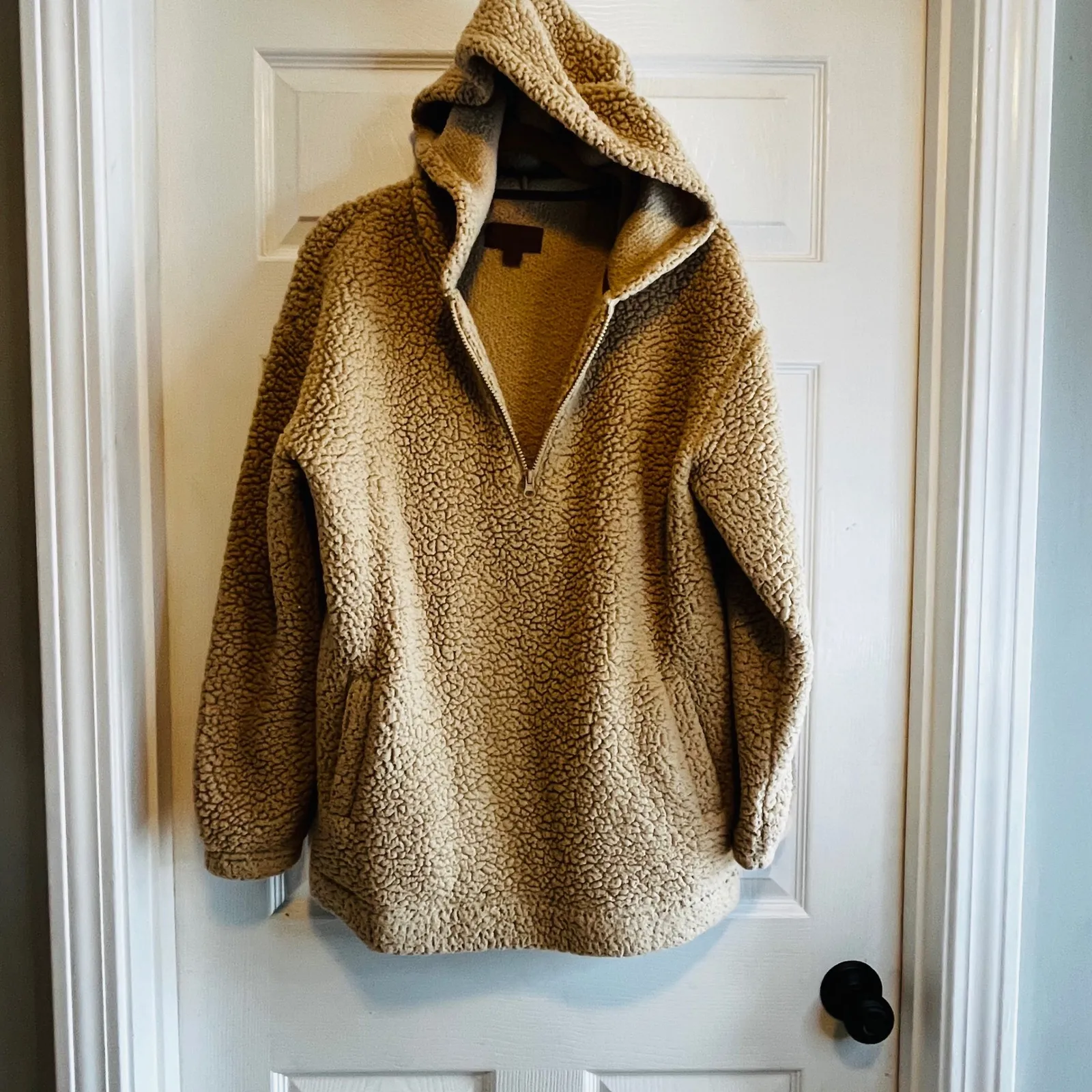 Koolaburra by UGG Sherpa Fleece Half Zip Hoodie Tan Size M - Image 3