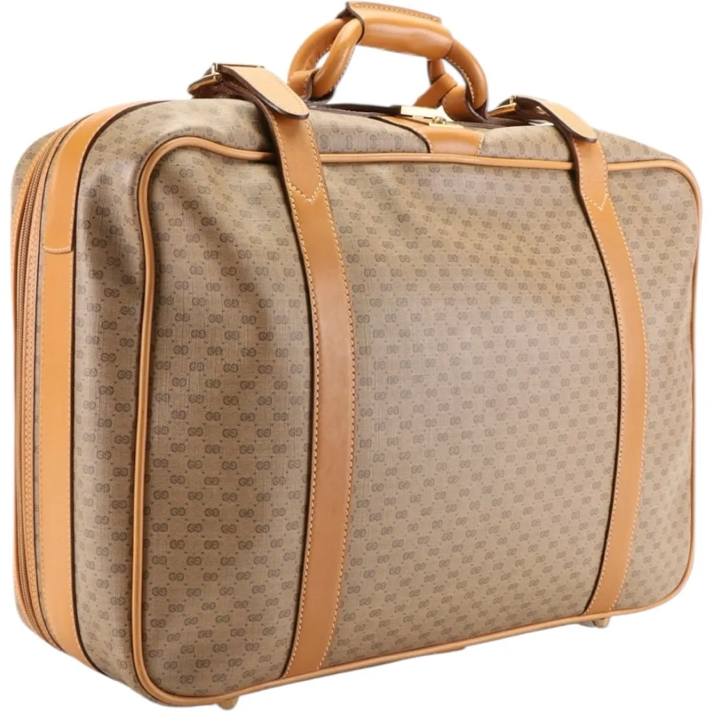 EVC Gucci Micro GG Coated Canvas and Leather Travel Bag Luggage Tag, lock, key - Image 2