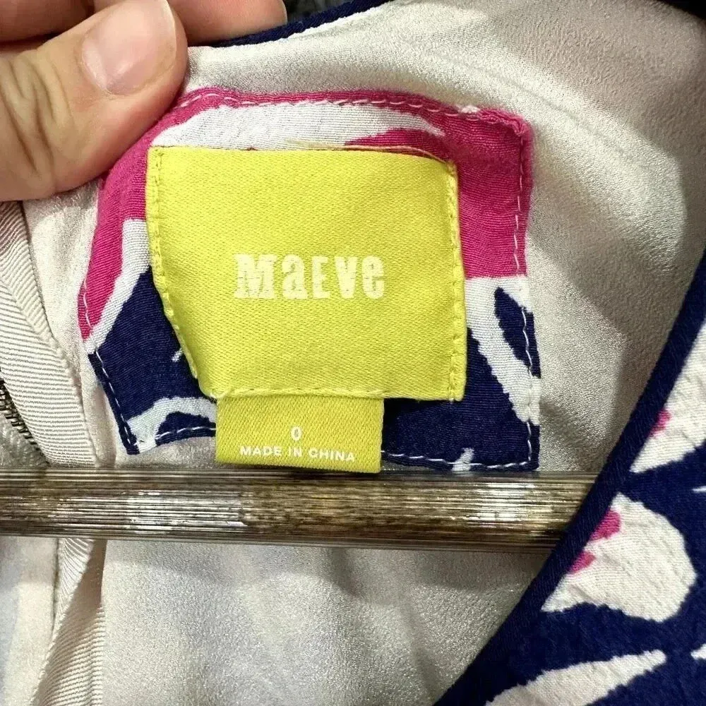 Anthropologie Maeve dress womens 0 pink blue geometric floral pockets‎ boho art - Image 3