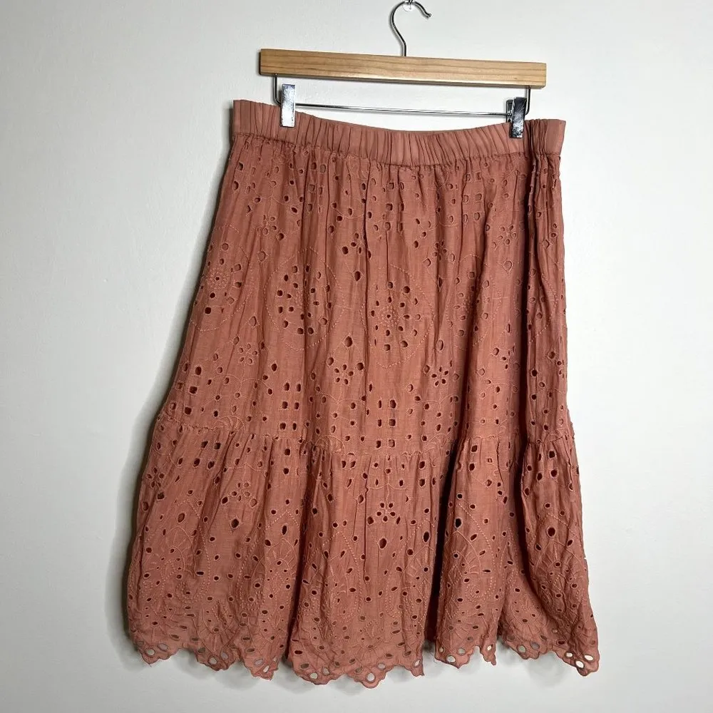 Ultra Pink Eyelet Embroidered Ruffle Skirt - Image 4
