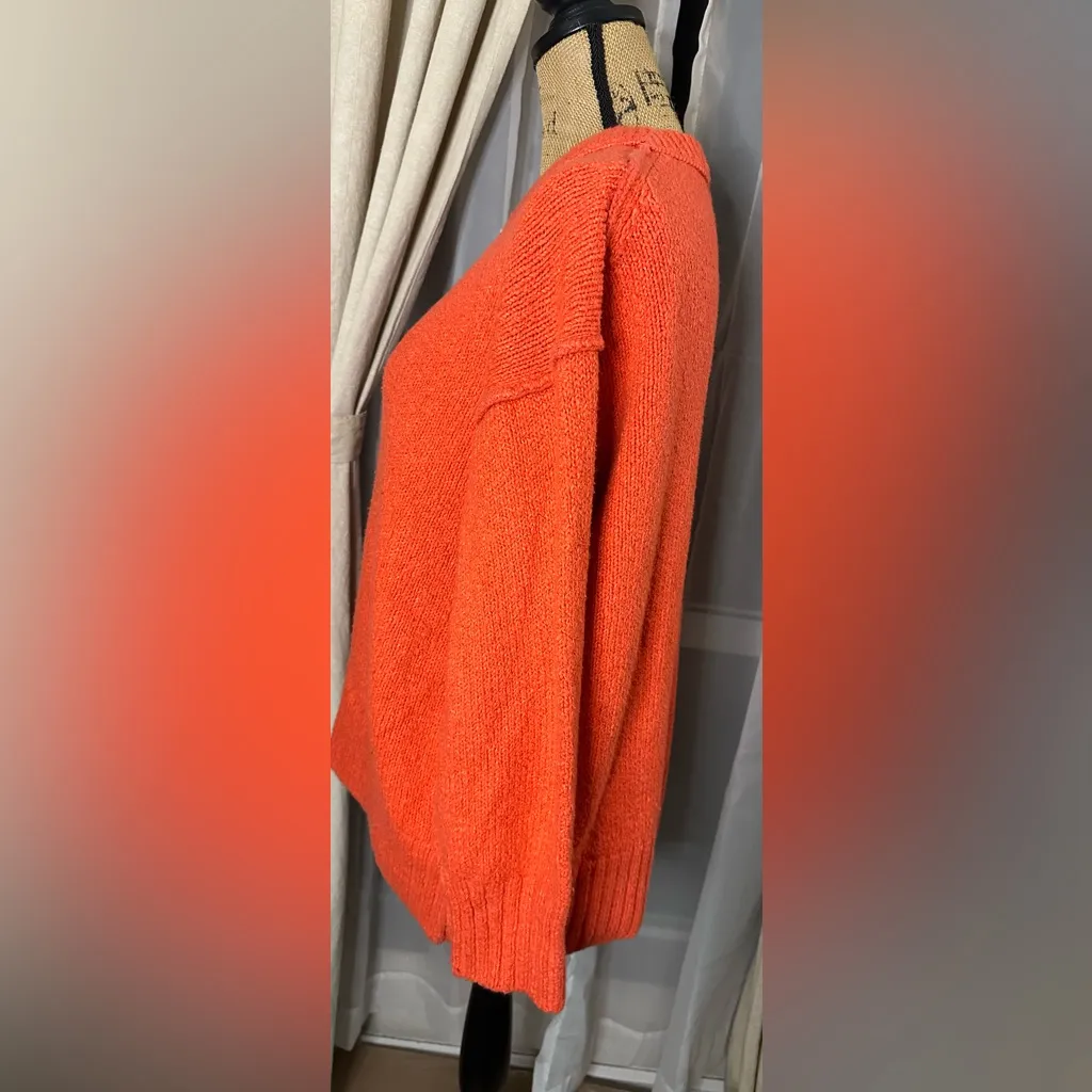 Free People Brookside Tunic Sweater Scoop Neck Oversized Orange - Image 5