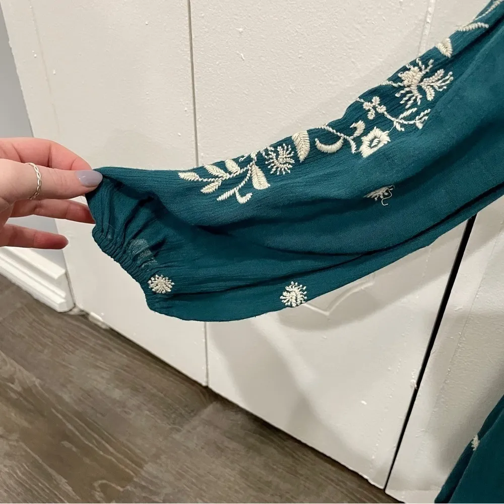 Free People Green Sweet Tennessee Embroidered Long Sleeve Dress - Image 7