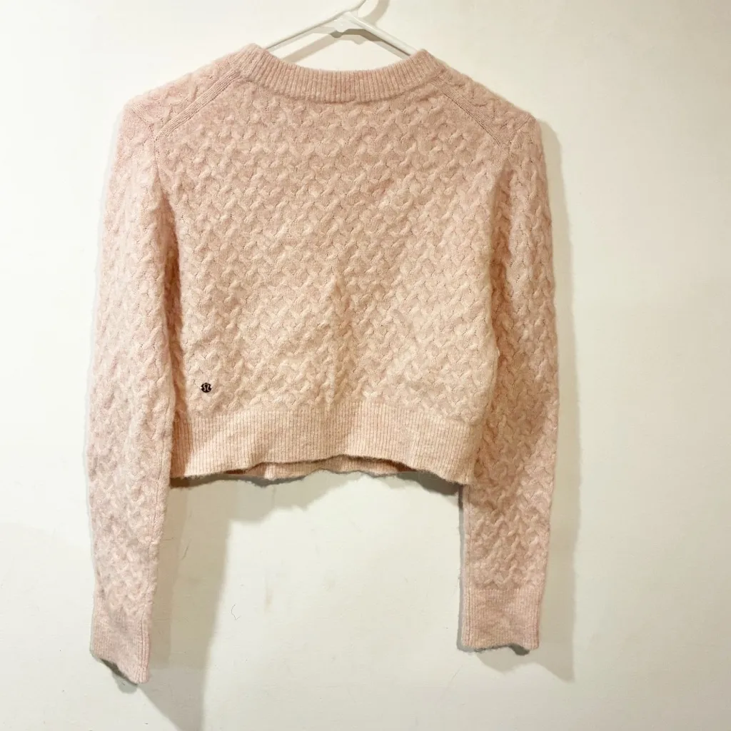 Lululemon Alpaca Wool-Blend Crosshatch Spring Sweater Light Pink Size XS - Image 5