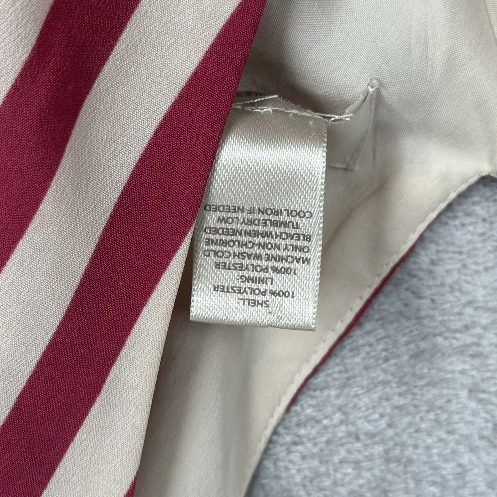 Loft Dress‎ Womens 6 Dark Pink White Striped Fit & Flare Casual Office Preppy - Image 6