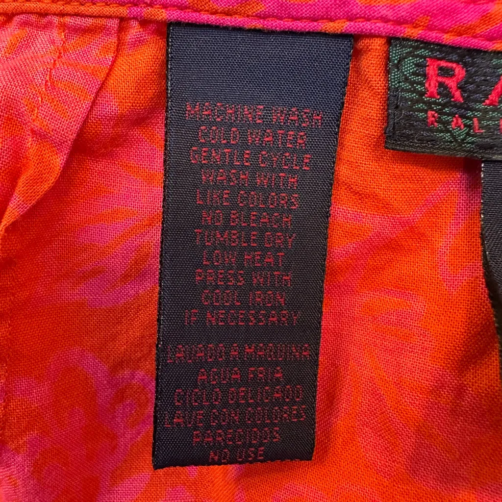 Ralph Lauren Front Tie Floral Orange Pink Midi Skirt Resort Vacation Size Medium - Image 10