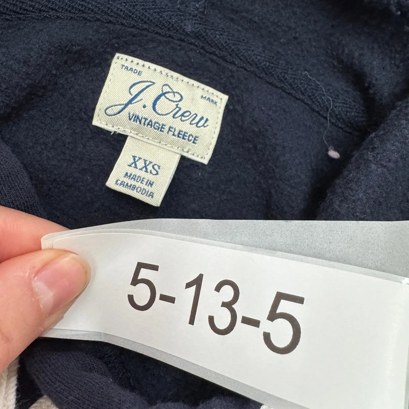 J.Crew Sweater Womens XX‎ Small Blue Polka Dot Fleece Pullover Hoodie - Image 5