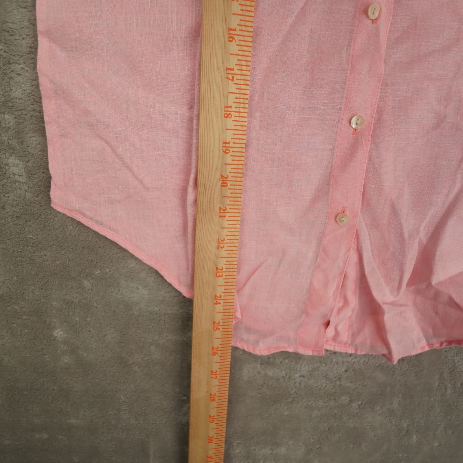 Lilly Pulitzer Linen Button Up Shirt Long Sleeve Women's XS Pink Peach Beach - Image 6