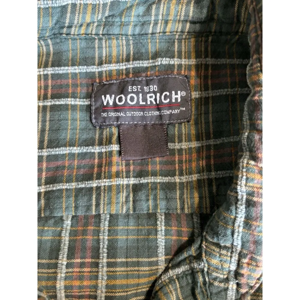 Woolrich Vintage Flannel Shirt‎ Green/Orange Plaid Button Up Size See Measure - Image 5