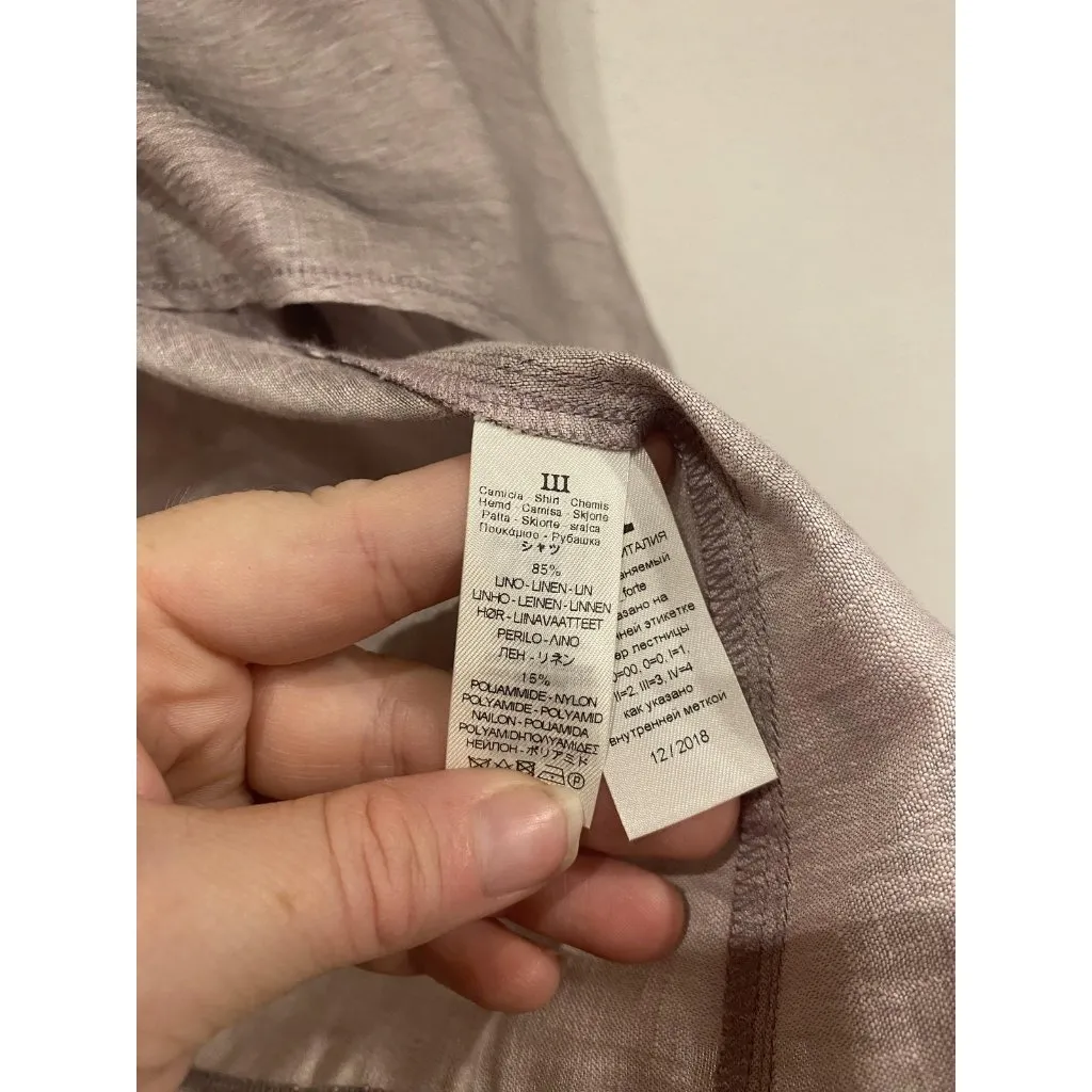 forte_forte Shirt Pants Set Womens Large Taupe Linen Blend Top Joggers Boat Neck Gray - Image 3