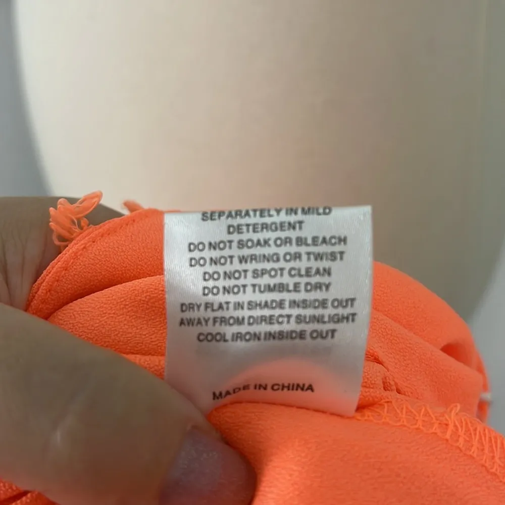 New Sabo Skirt Formal XS Neon Orange Lace Lined Skirt w/Slit - Image 16