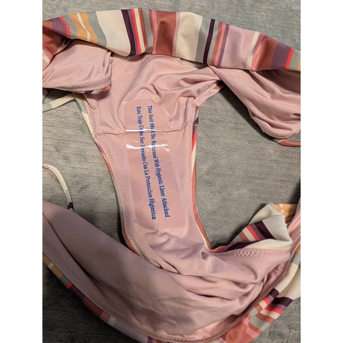 💚 ALYNED TOGETHER Women's Classic Lace Up Bikini The Shana Pink Stripes 2x 3 Size XXL - Image 4