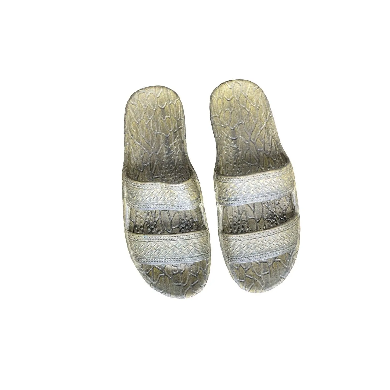 Pali Hawaii Soft Rubber Flip Flops Sandals Beach slip on textured green/brown  7 - Image 6