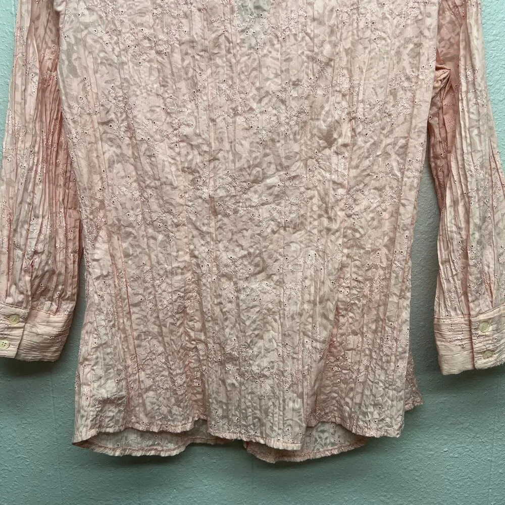 Apt.9 Embroidered Eyelet Soft Girl Fairy Prairie Cottage Pink Top Womens Medium - Image 10