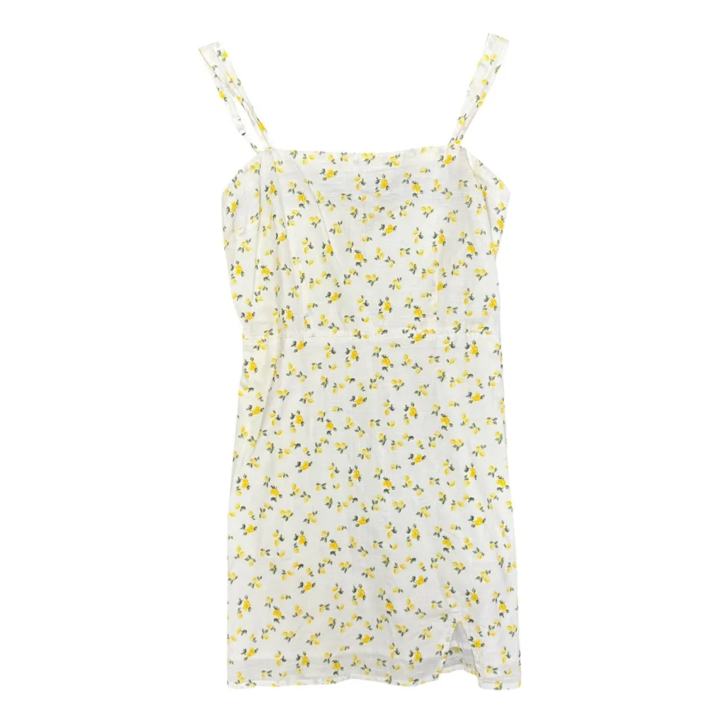 NEW Abercrombie & Fitch Sleeveless Mini Dress Lemon Print White Yellow Small - Image 4