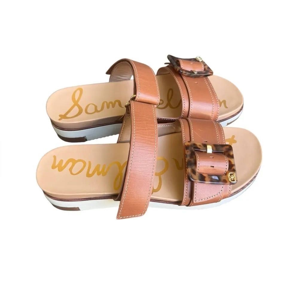 Sam Edelman Adrianna Leather Tortoise Buckle Ornament Platform Slide Sandals 8 - Image 3