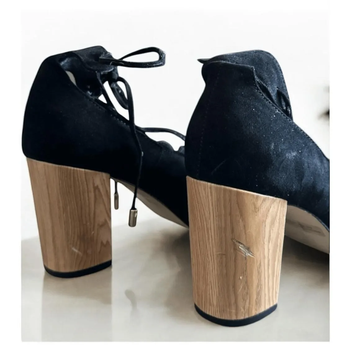 Athena Alexander Womens Black Suede Vikki Strappy Lace Up Block Heel Sandal - Image 7