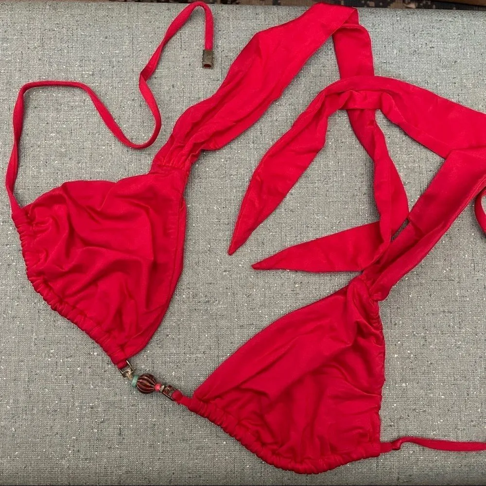 Beach Bunny Bronze Beaded‎ Bikini Top Red - Image 7