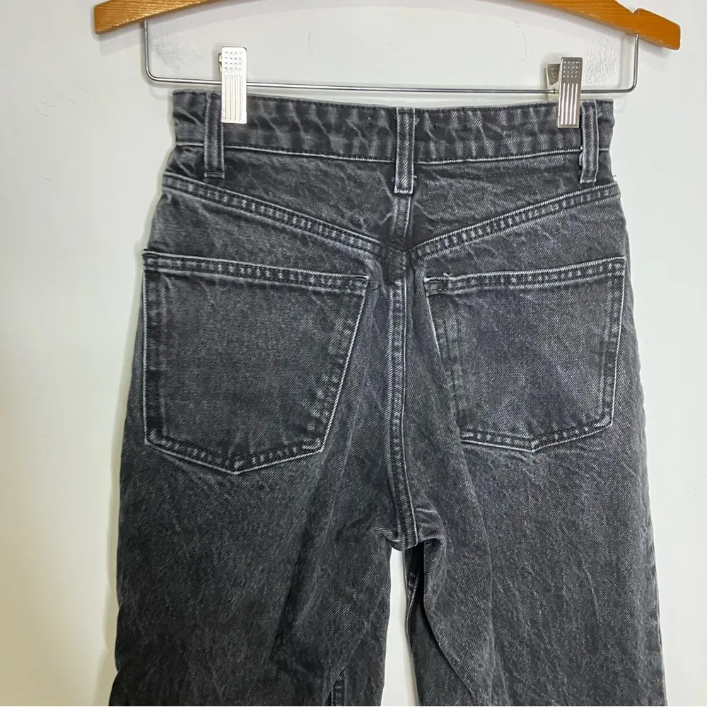 Zara high rise wide leg jeans black denim raw hem women’s size 2 trendy punk - Image 7