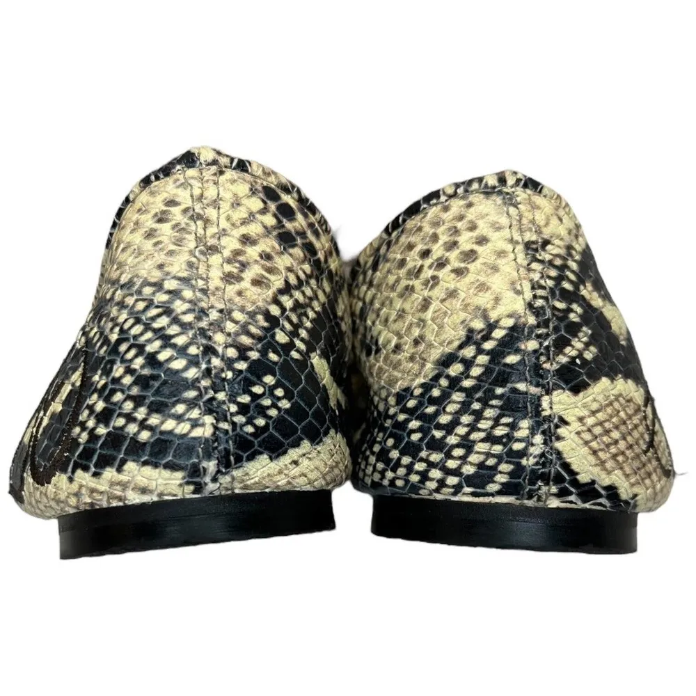 Sam Edelman Felicia Leather Snake Reptile Ballet Flats Black Tan 7 - Image 7