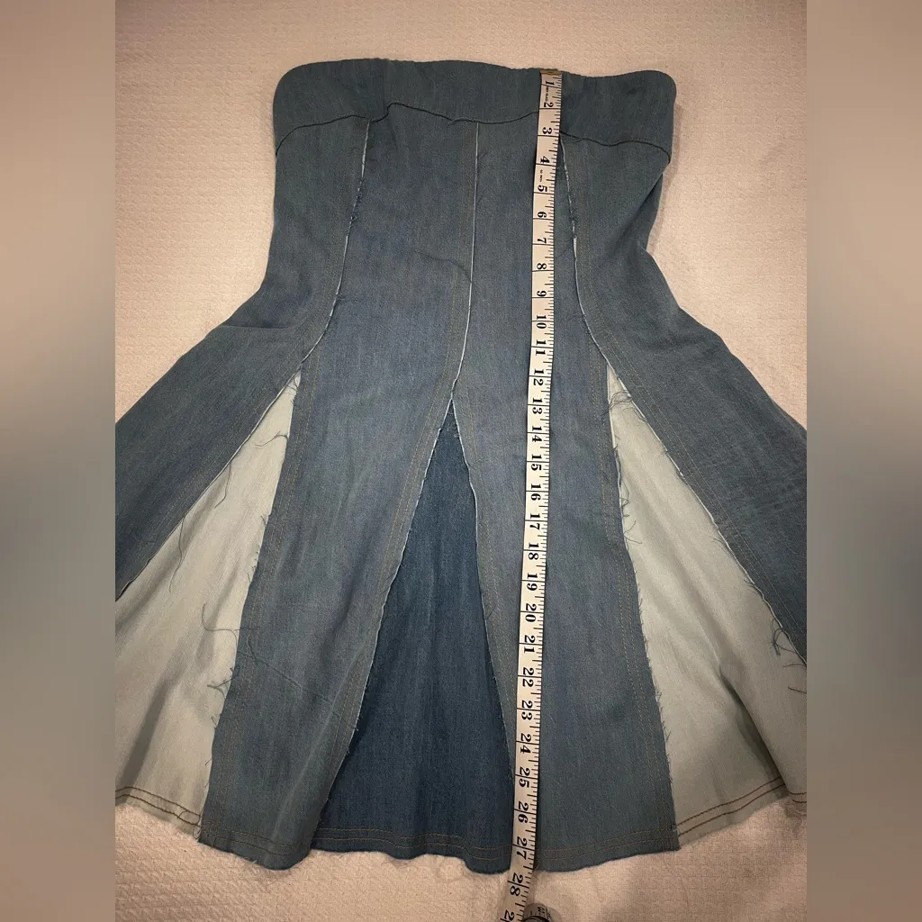 Pilcro Strapless Denim Western Festival Mini Dress Size Large - Image 11