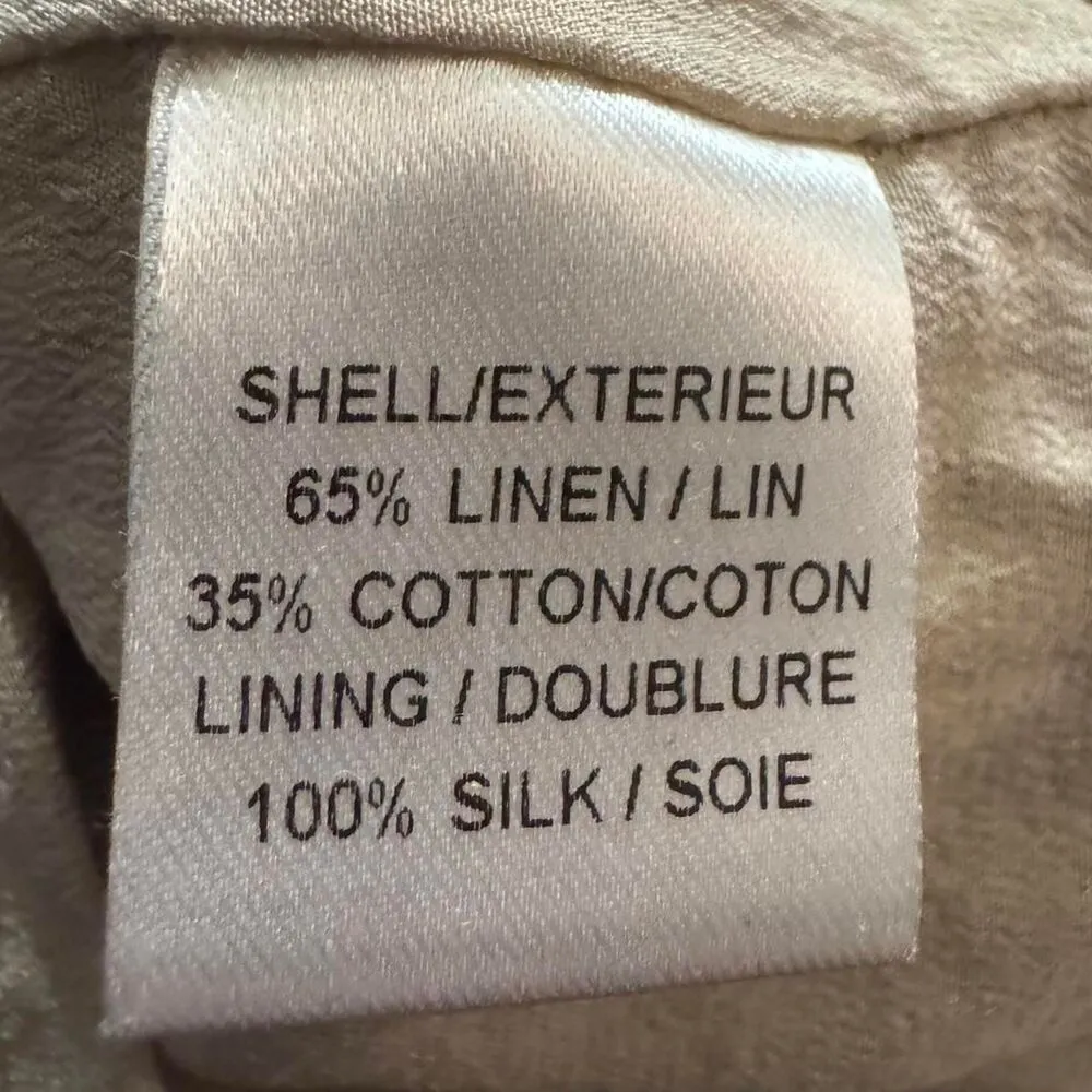 Adam Lippes NYC Women's Navy Blue Floral Linen and Cotton silk Lined Dress 12 Size 8 - Image 7