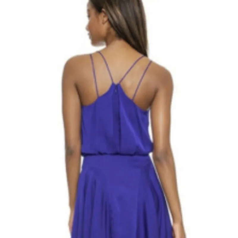 Milly New York Stretch 100%‎ Silk Crepe Tank Dress Cobalt Blue Womens Size 6 New - Image 3
