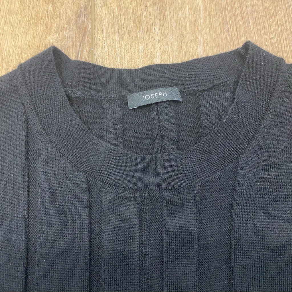 🌟JOSEPH🌟 VARIGATED RIB MERINO WOOL CREW NECK SWEATER BLACK SZ XS - Image 2