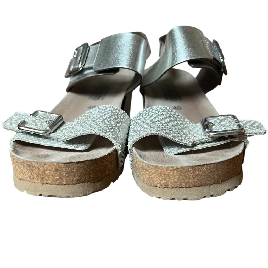MEPHISTO Lissandra Platform Wedge Sandals Sz 40 US 10 Comfort Silver Metallic - Image 12