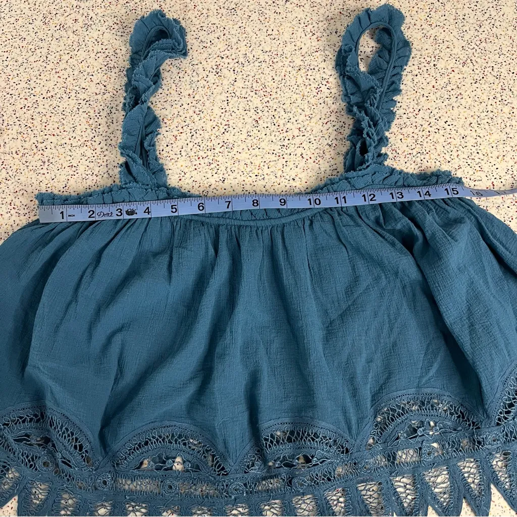 Ulla Johnson Oumi Blue Lace Crop Top Cover Up Women’s Size 0 Bohemian Fairy - Image 5