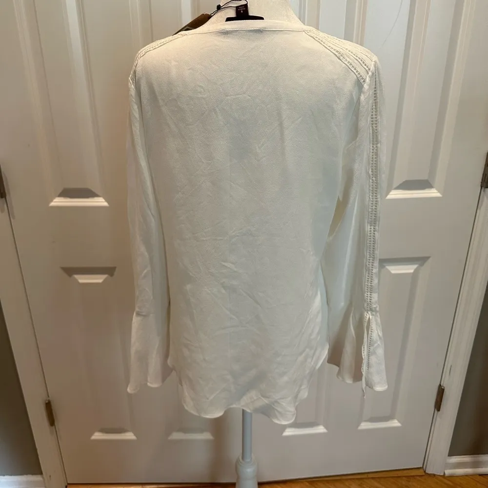 Johnston Murphy Top White Boho Bell Sleeve - Size Small - NWT - Image 8