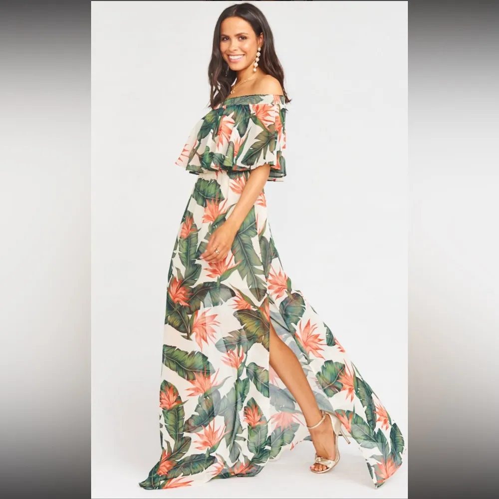 Show Me Your Mumu Hacienda Maxi Dress Off Shoulder Paradise Found Size Small - Image 3