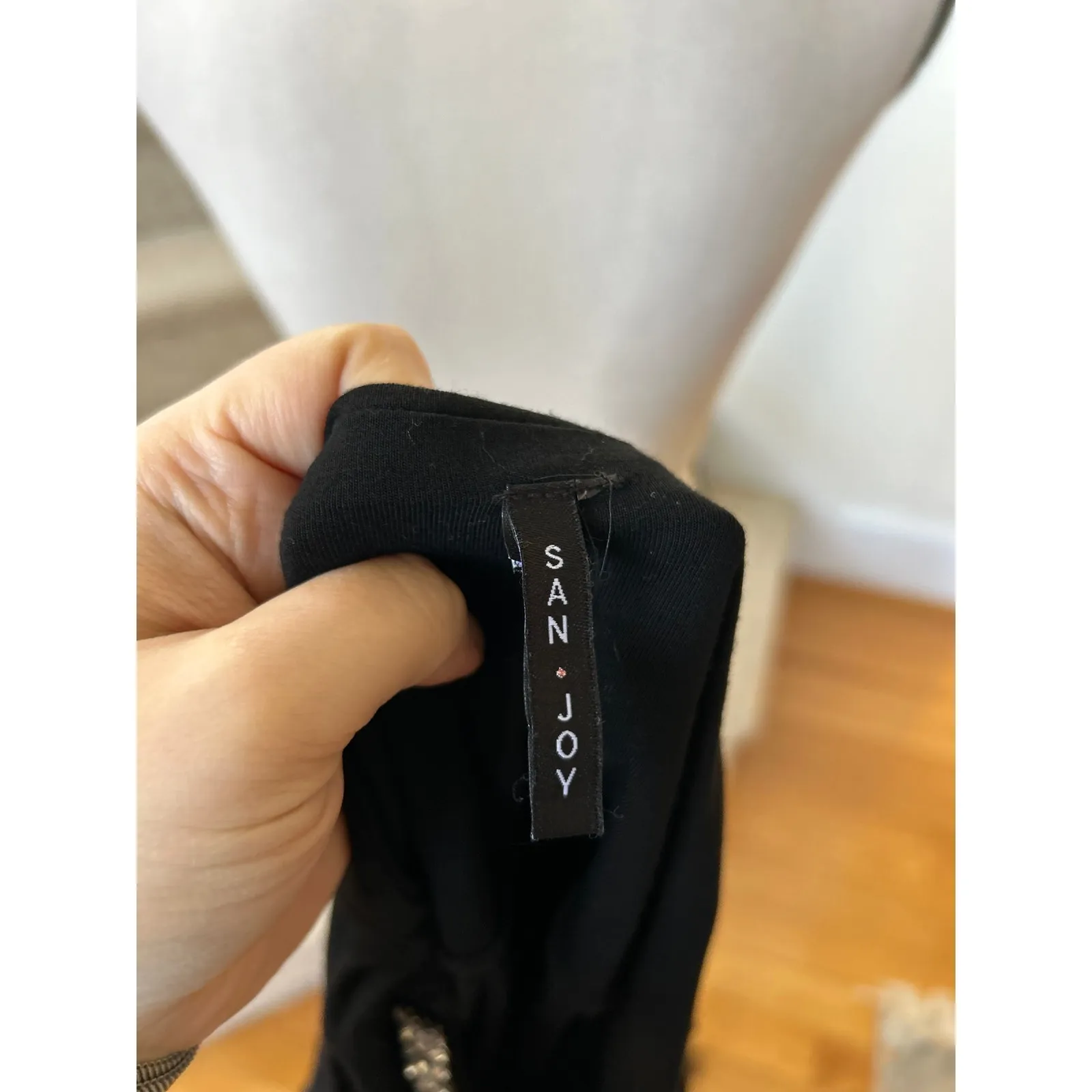 Vintage Y2K Black Stretchy Strapless Rhinestone Studded Baby Doll Tube Top - Image 5