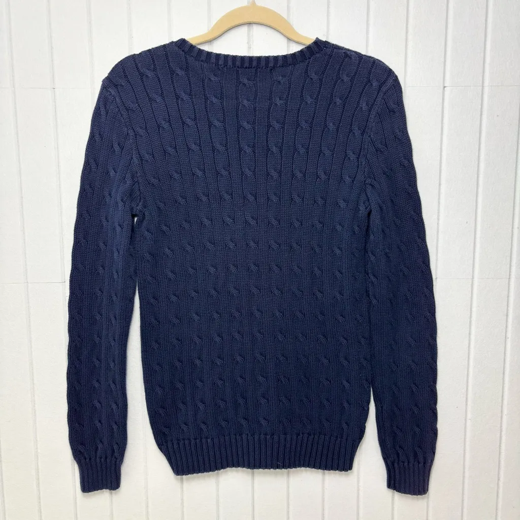 Ralph Lauren Sport Navy Blue Cable Knit Cotton Pullover Size M - Image 5