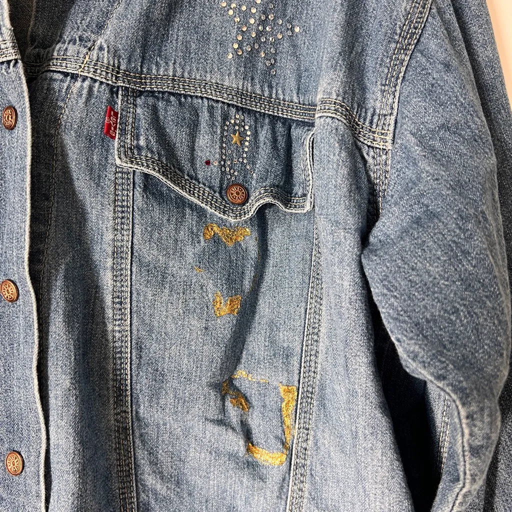 Vintage Levi’s 90s Women’s Blue Denim Top Cotton Long Sleeve M/L Hong Kong - Image 4