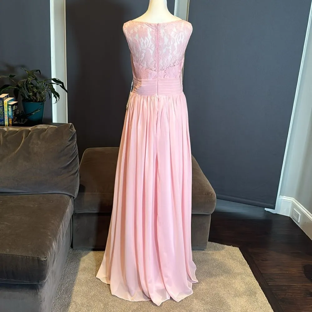 Women’s Pink Full Length Sleeveless Chiffon Bridesmaid Dress Zip Up Size 8 NWT - Image 5
