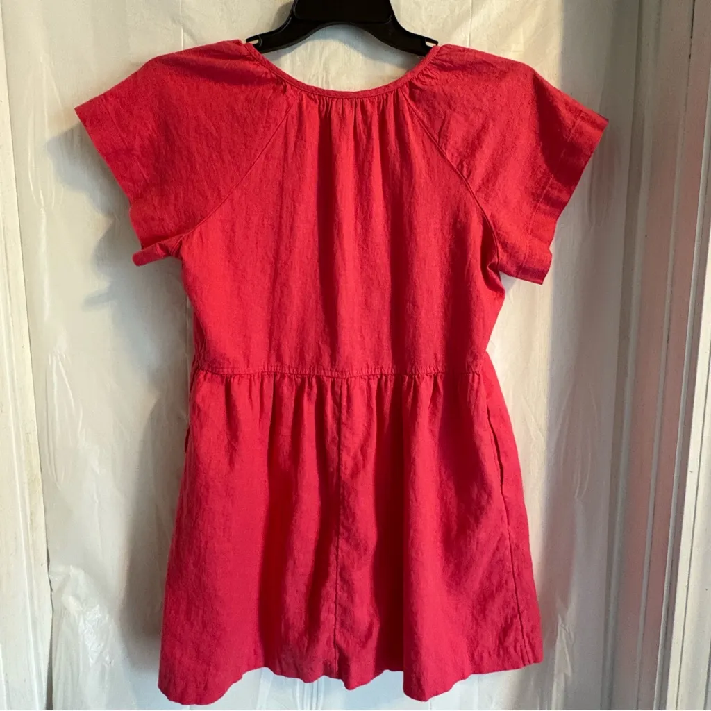 Universal Thread Pink Linen Blend V-Neck Babydoll Mini‎ Dress Women’s Sz Small - Image 2