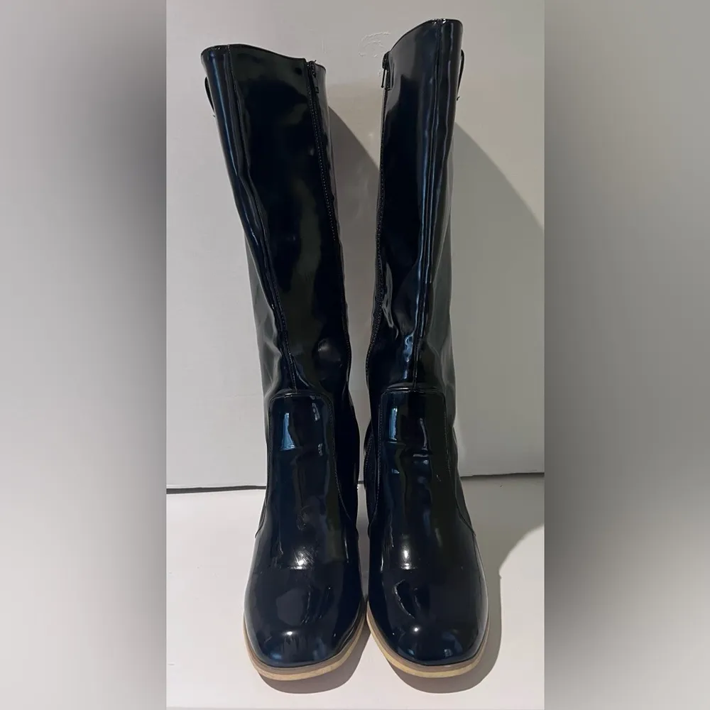 Leila Stone Vegan Black Patent Leather Cynira Knee - Image 5