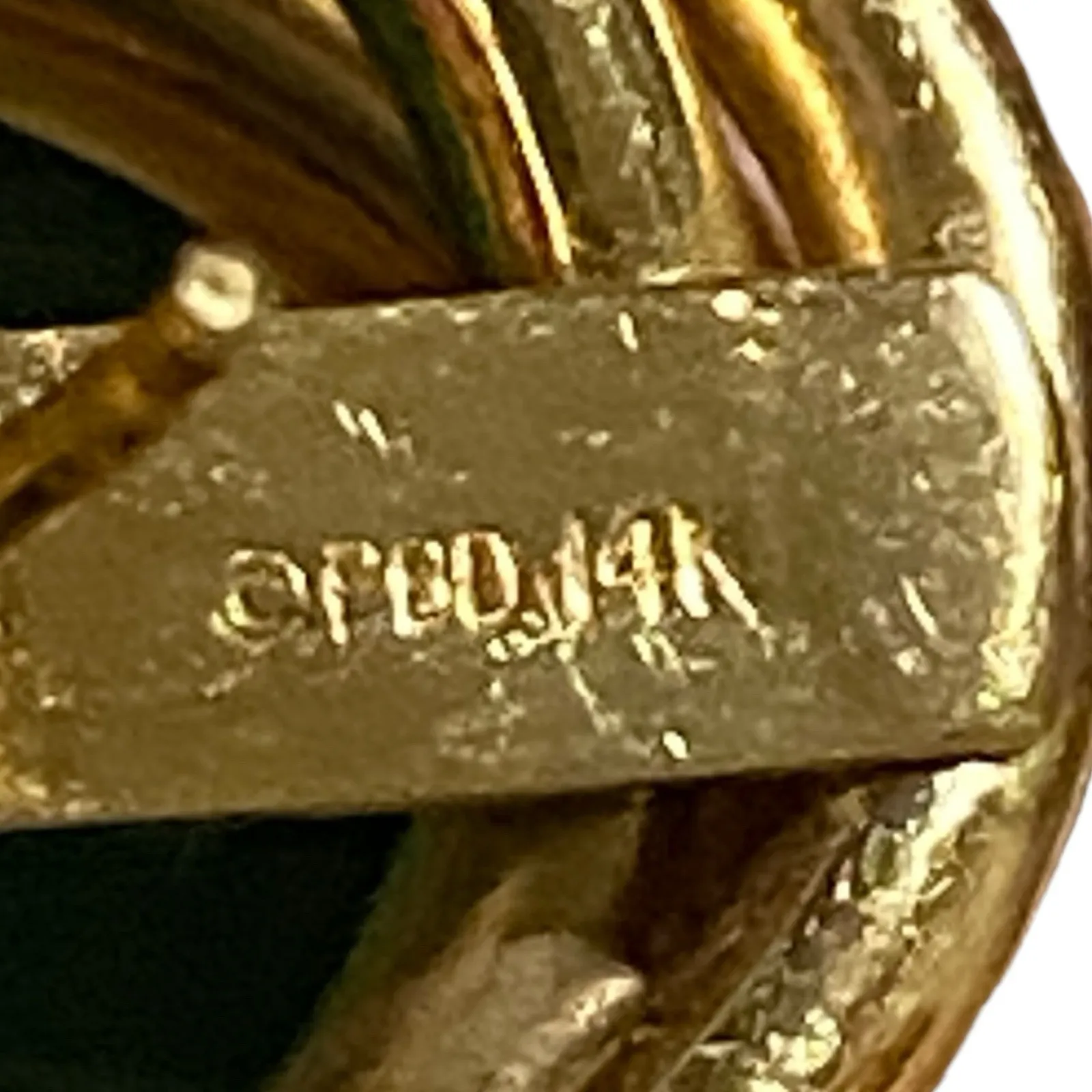 Vintage Peter Brams Design Solid 14K Yellow Gold Malachite Earring 13 Grams - Image 6