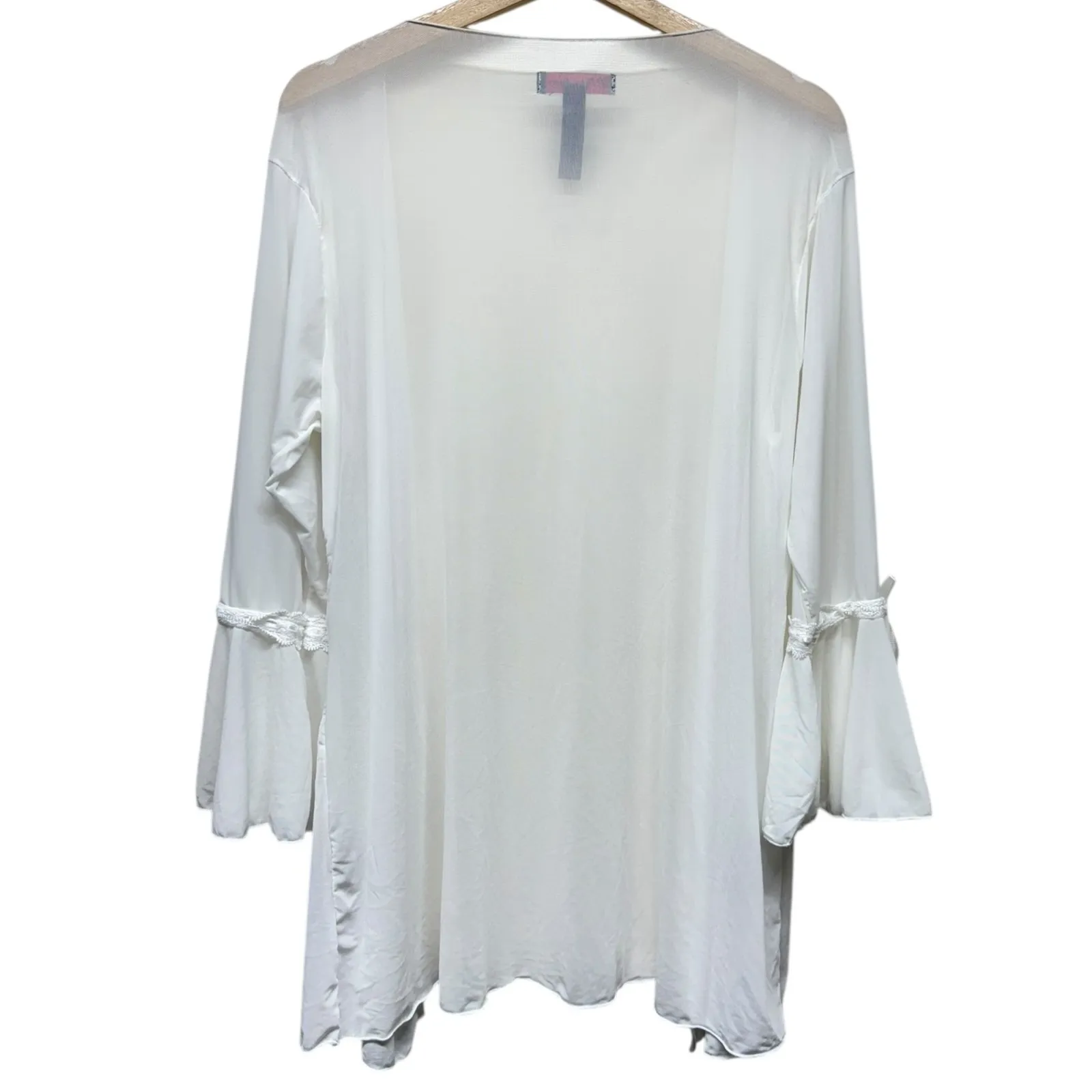Popsi Lingerie Sheer Robe One Sz White Bell Sleeve Lace Cover Up Bridal Coquette - Image 2