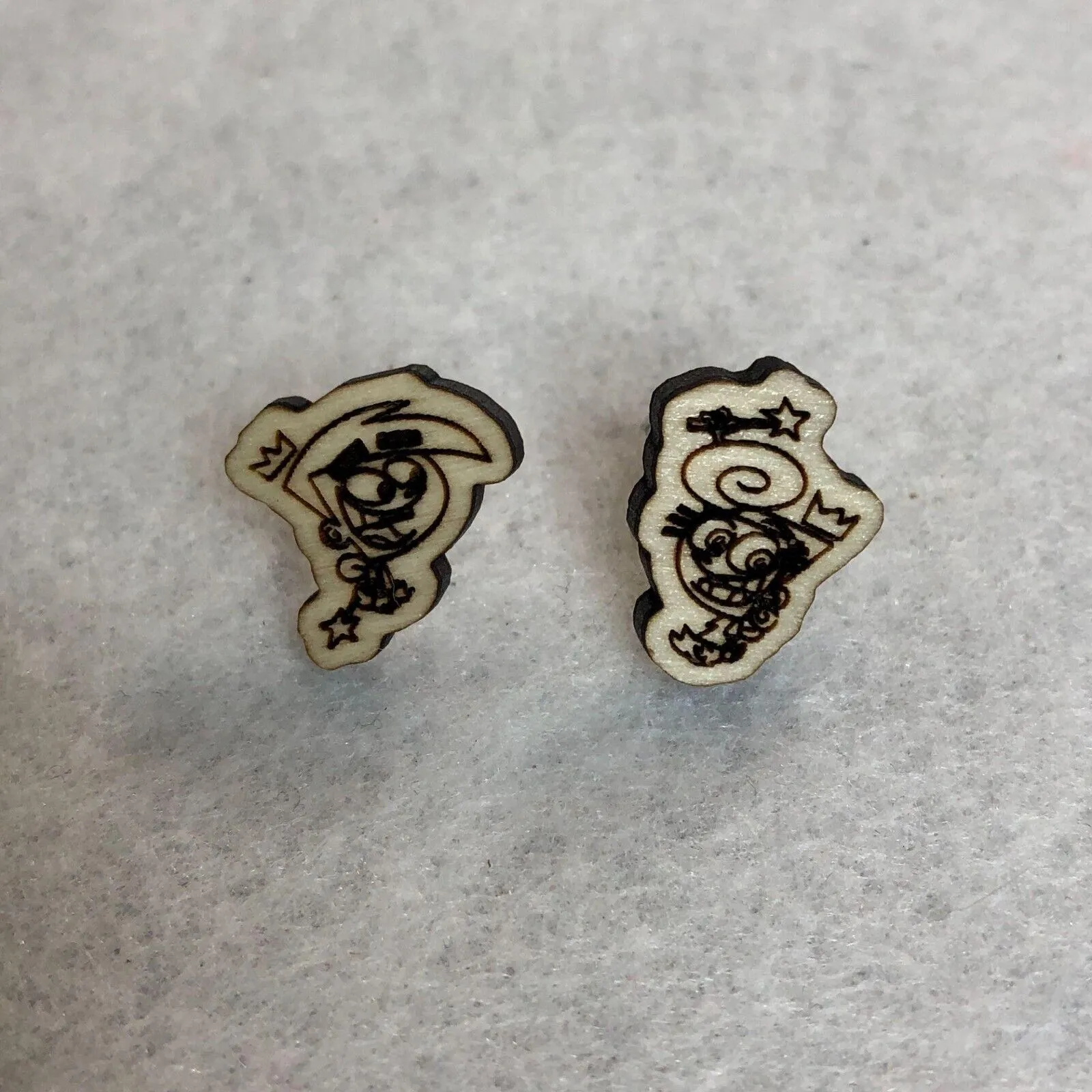 Cosmo and Wanda Wood Stud Earrings - Image 2