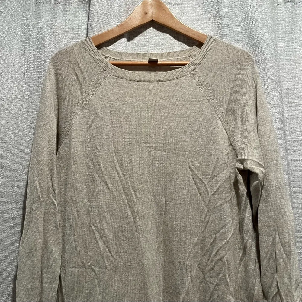 J. Crew Sweater Tan Wool Blend Tunic Knit Sz XL GUC Fall Perfection (Factory) - Image 2